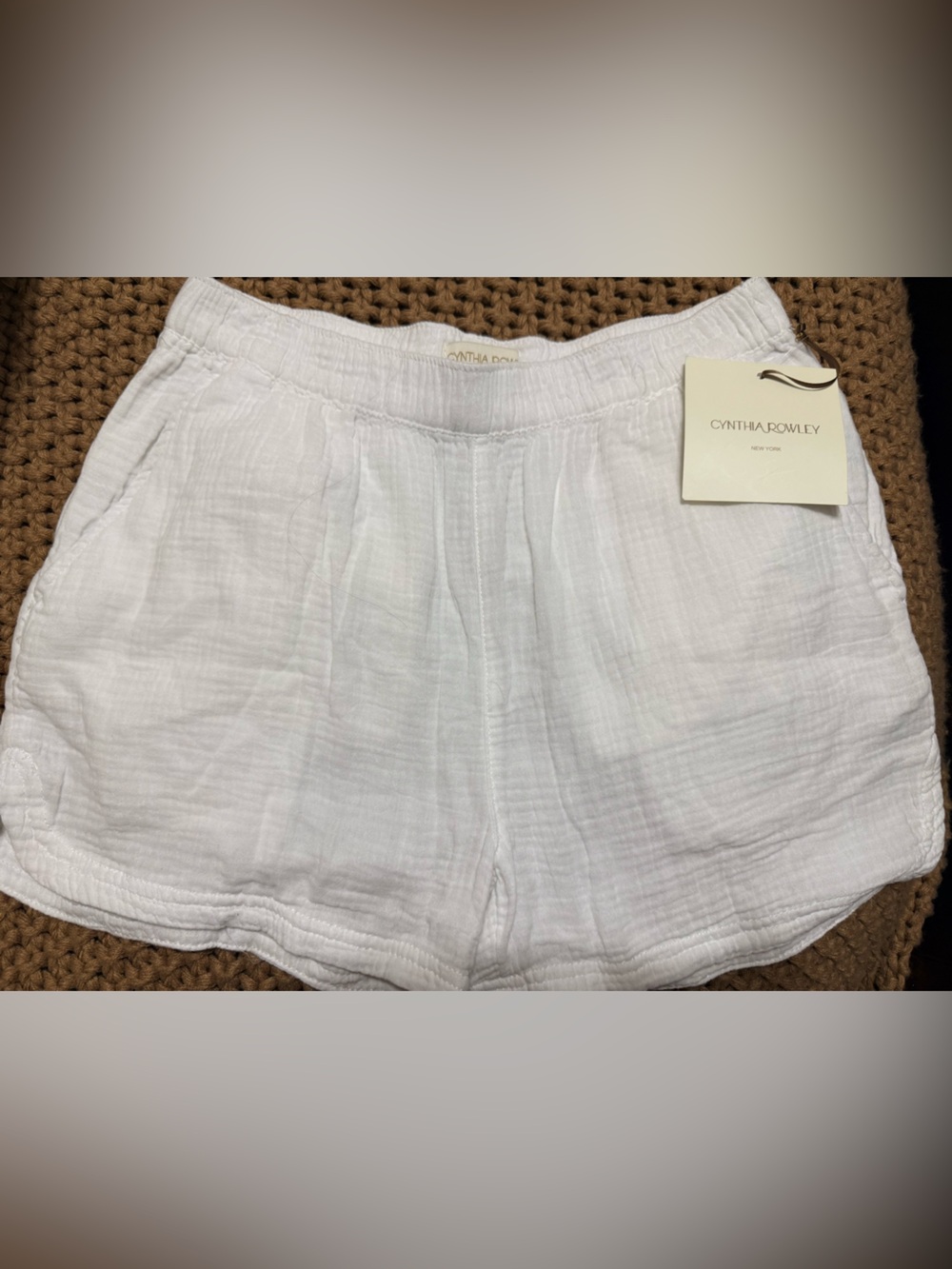 Cynthia Rowley Ivory Textured Elastic-Waist Top